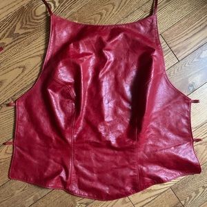 Mackage Vintage Red Leather Lace Up Top